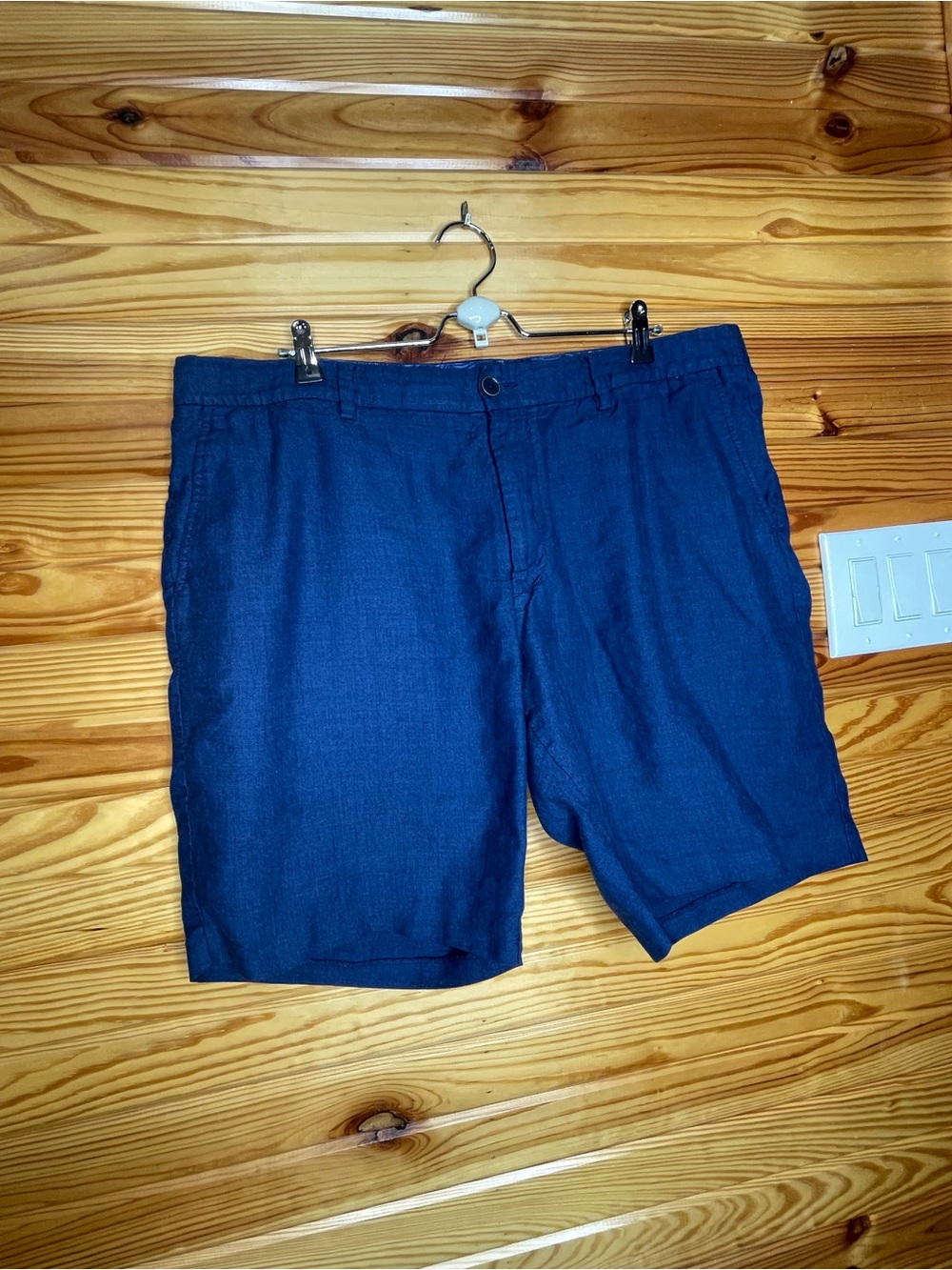 Tommy Bahama Navy Blue Linen-Blend Flat Front Shorts